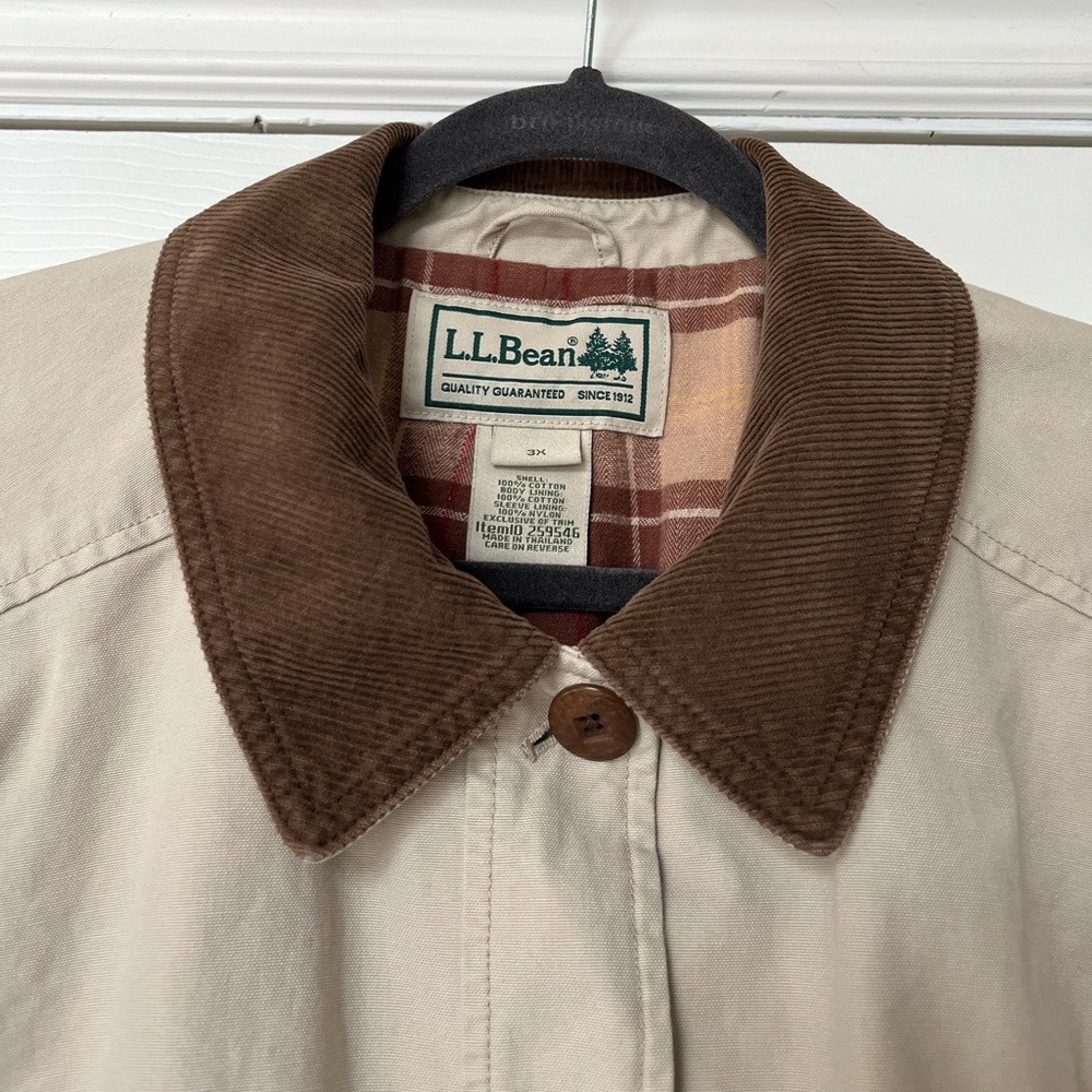 L.L. Bean Canvas Flannel-Lined 100% Cotton Corduroy Chore Coat Barn Jacket Sz 3X - Picture 2 of 11